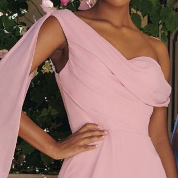 New Dusty Rose Mother Of Bride Gown w/ Draped Bodice & One Shoulder Neck CD T716 - Picture 9 of 10